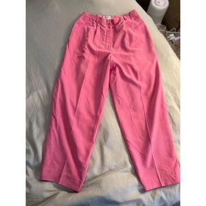Talbots Petites Pure Silk Pants Pink Size 12P High Waist Trousers‎ Lined Vintage